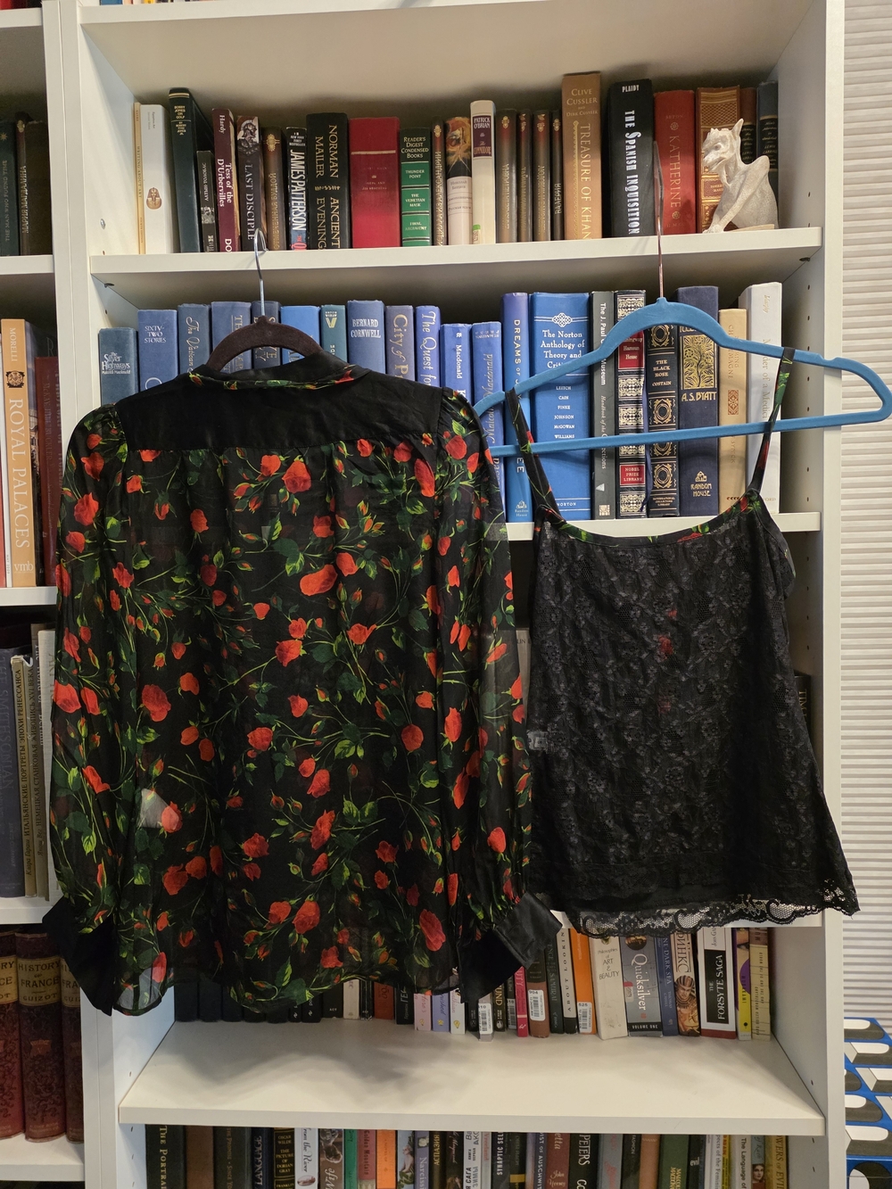 D&G Black Sheer Rose Print Button-Up Blouse Plus A Matching CAMISOLE SIZE S - Picture 5 of 10
